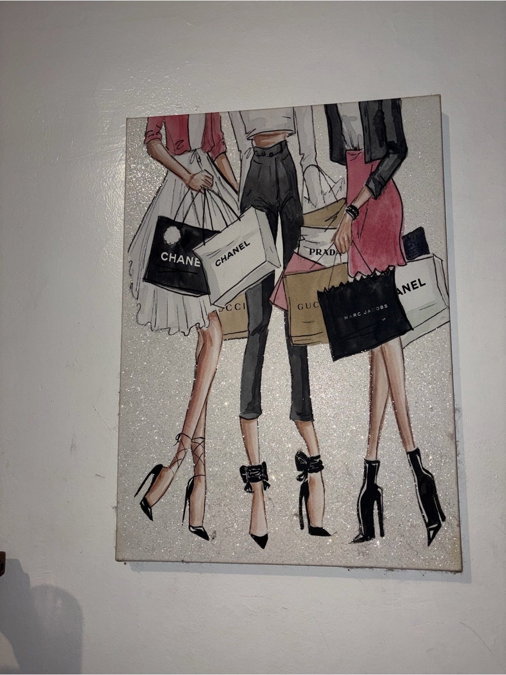 Glam Fashion Shopping Canvas Wall Art ✨ Glitter 30” x 21.5”
